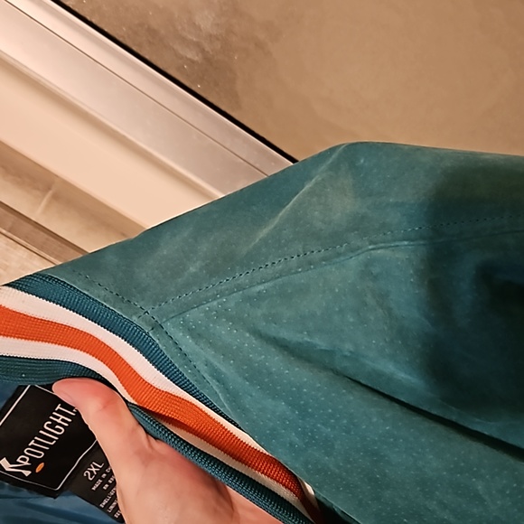 Vintage Dolphins Bomber Jacket 2XLARGE 90s Miami NFL Football Orange & Teal - Picture 12 of 14
